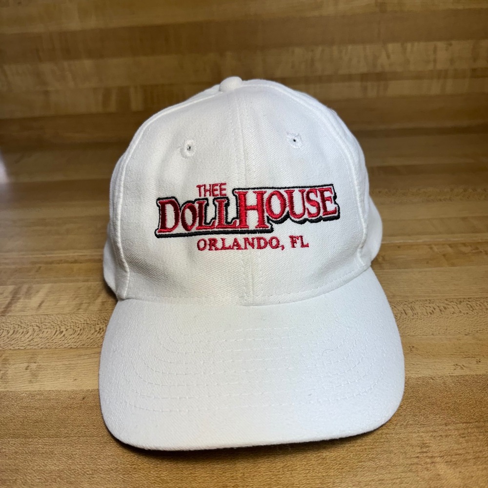 Vintage The Dollhouse Orlando FL Hat White Embroidered Strapback Cap